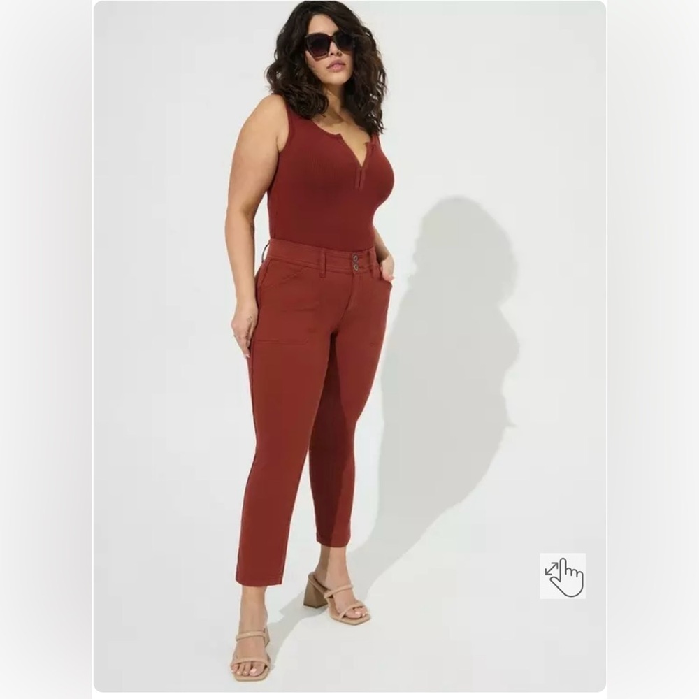 Torrid Aviator Stretch Twill Crop Pants Size 16 Rust Mid Rise